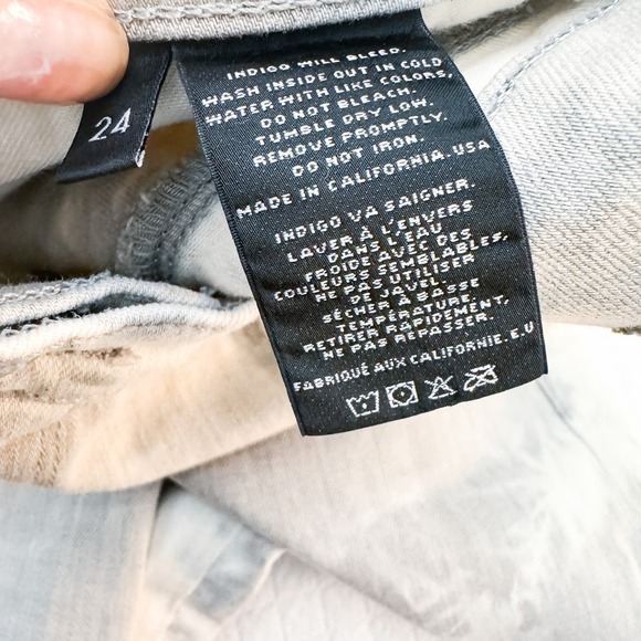 J. Brand Rail Straight Ripped Denim Jeans Acid Wash Gray Fame Size 24 - Picture 7 of 8